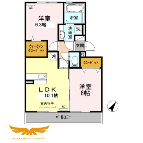 プルミエールA棟(2LDK/2階)の間取り写真