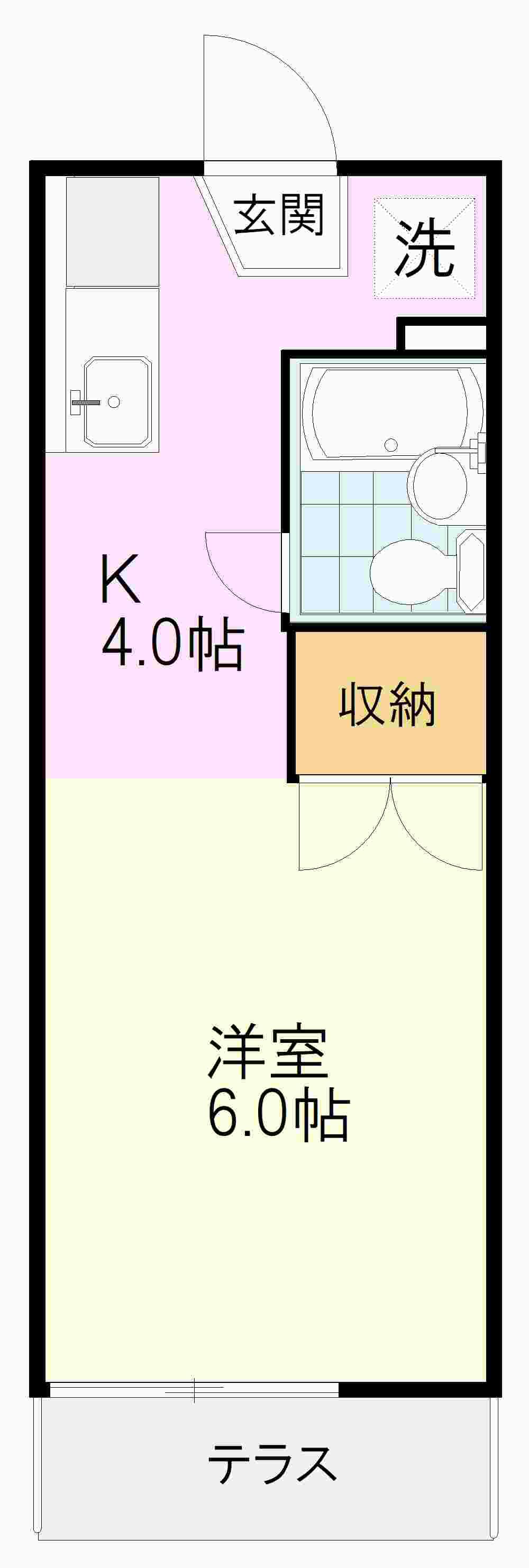 ドミールサカイ(1K/1階)の間取り写真