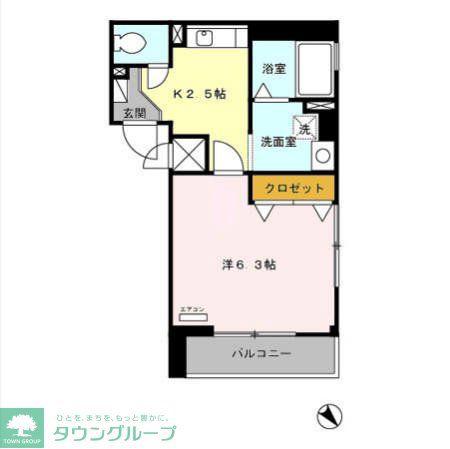 ヌーベル(1K/1階)の間取り写真