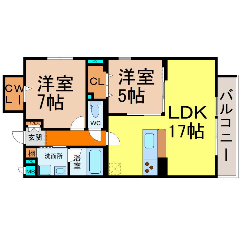EINSBERG(2LDK/3階)の間取り写真