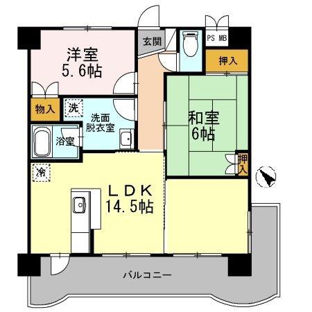 ルネス・カリヨン(2LDK/4階)の間取り写真