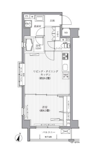 メゾンカルム西新宿(1LDK/5階)の間取り写真