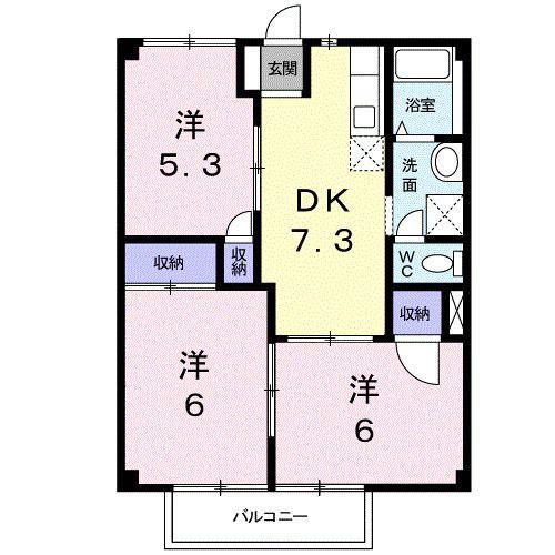 グリーンハイツII(3DK/1階)の間取り写真