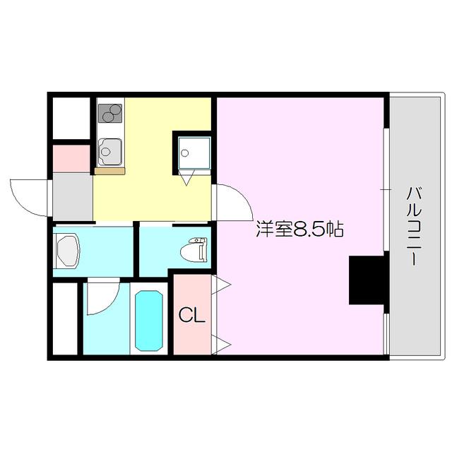 グラスロード新大阪(1K/4階)の間取り写真
