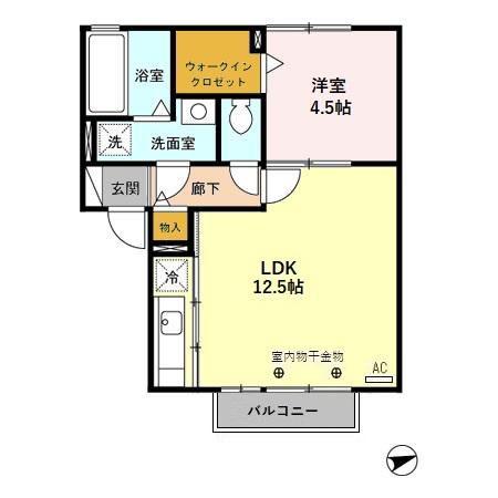 アルトスフィーダB(1LDK/1階)の間取り写真