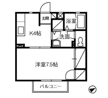 リビエール倉敷C棟(1K/2階)の間取り写真