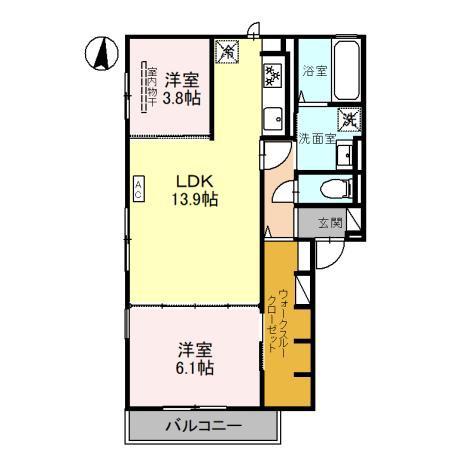 LUNARIA(2LDK/2階)の間取り写真