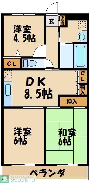 クレール給田(3DK/3階)の間取り写真