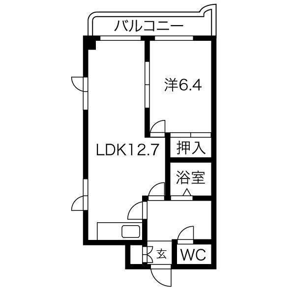 ティアラ手稲本町(1LDK/5階)の間取り写真