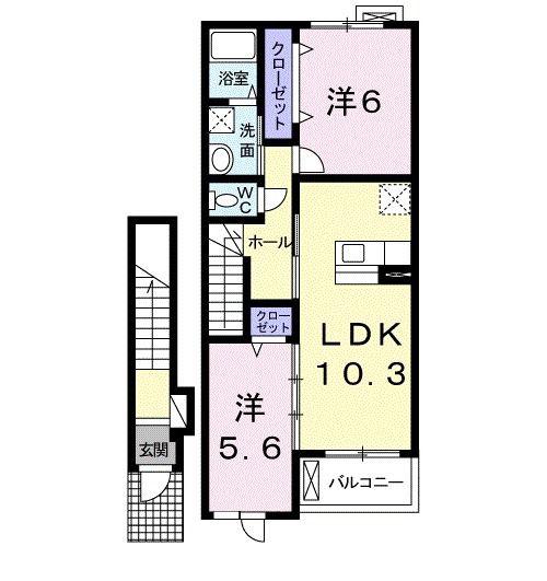 アプローズ(2LDK/2階)の間取り写真
