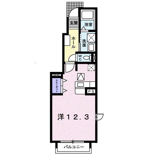 サンハイムF (ワンルーム/1階)の間取り写真