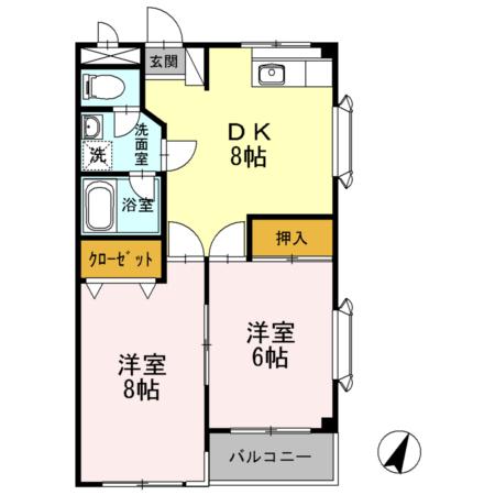 パステロードI番館(2DK/3階)の間取り写真