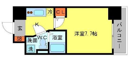 セレニテ本町エコート(1K/13階)の間取り写真