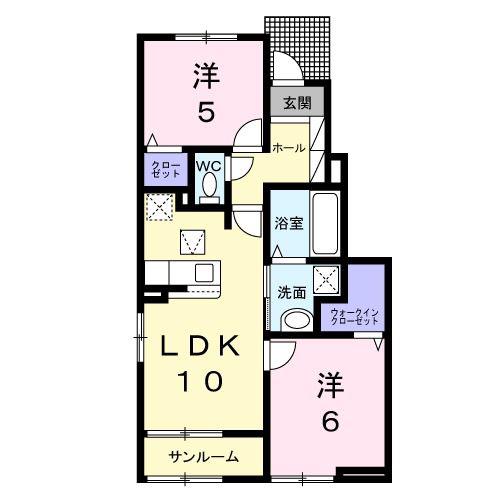 クレイン(2LDK/1階)の間取り写真