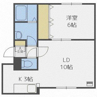 プレシューズ北35条(1LDK/3階)の間取り写真
