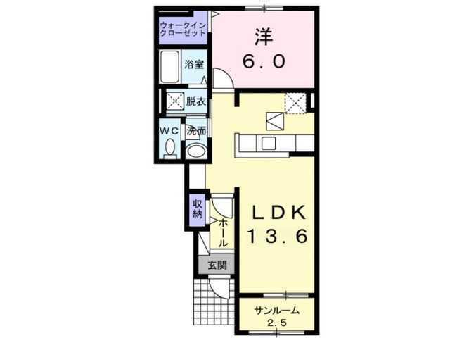 エアリーヒル春風台(1LDK/1階)の間取り写真