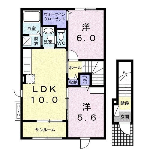 メロウアヴェニューIIB(2LDK/2階)の間取り写真