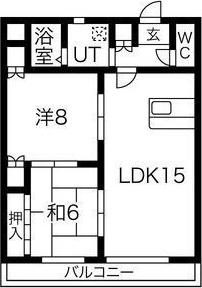 ハイツ池の表(2LDK/3階)の間取り写真