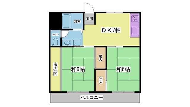 正栄スカイコーポ(2DK/4階)の間取り写真