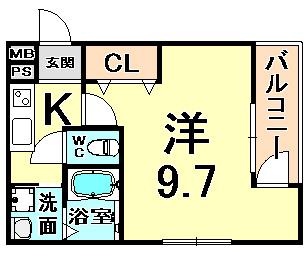 フジパレス武庫之荘5番館(1K/2階)の間取り写真
