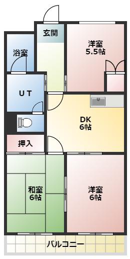 リバーサイド桶狭間(3DK/2階)の間取り写真