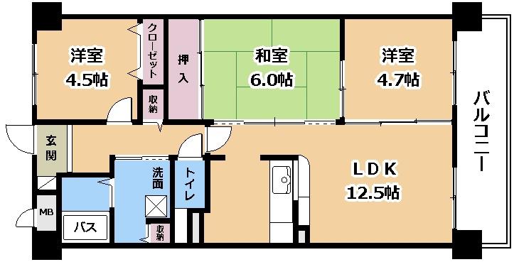 ロン・ラヴィーヌ(3LDK/5階)の間取り写真