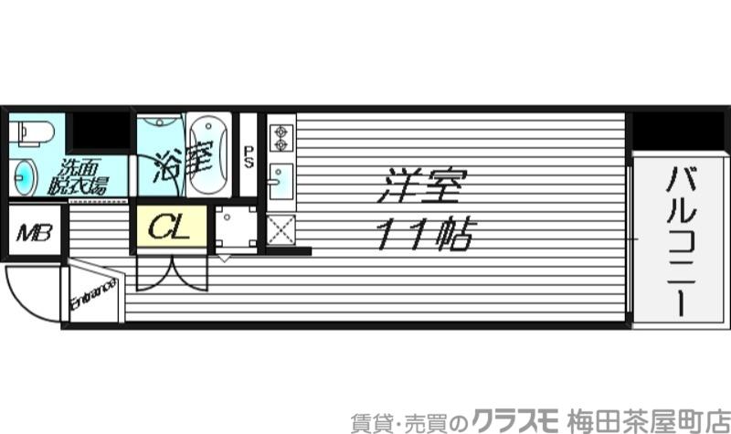 クリスタルブライト天満橋・リバーサイド(ワンルーム/10階)の間取り写真