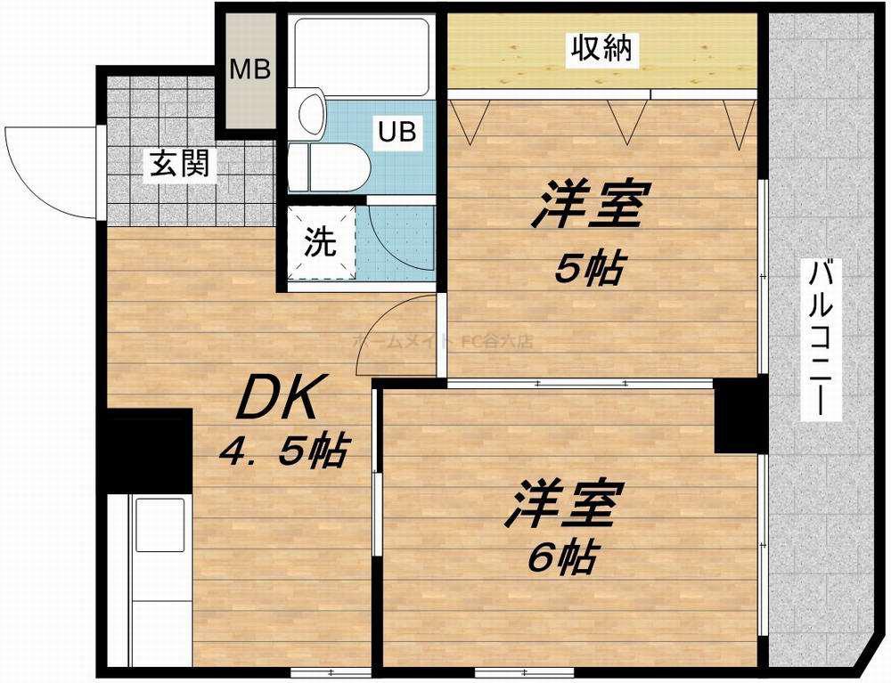 サンビラ大手前(2DK/4階)の間取り写真
