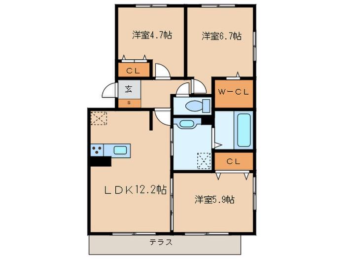 PRATO VERDE(3LDK/1階)の間取り写真
