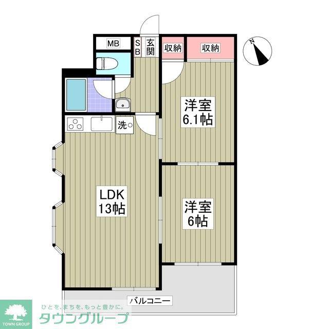 曙町パレス(2DK/3階)の間取り写真