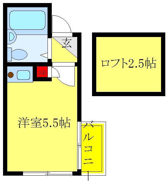 BLESSハナサ(ワンルーム/2階)の間取り写真