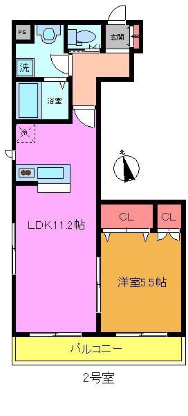 SION(1LDK/2階)の間取り写真