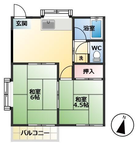 フジコーポ(2DK/1階)の間取り写真