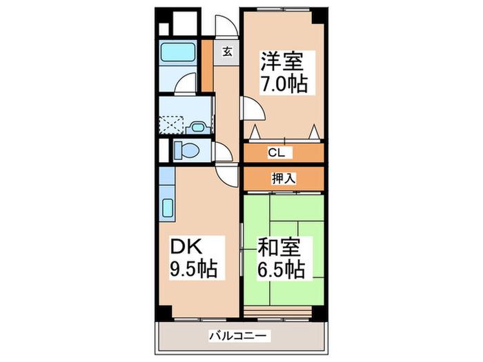 メゾンヴァンベ-ル(2DK/8階)の間取り写真