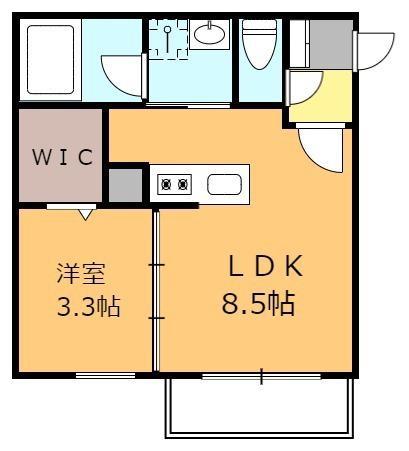 ラルヴェール試験場前Ⅱ(1LDK/2階)の間取り写真