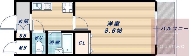 ホープヒル上山手(1K/3階)の間取り写真