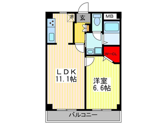 ヌカタヒルズ(1LDK/1階)の間取り写真