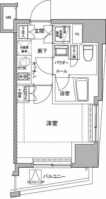 セジョリ北千住ノワール(1K/6階)の間取り写真