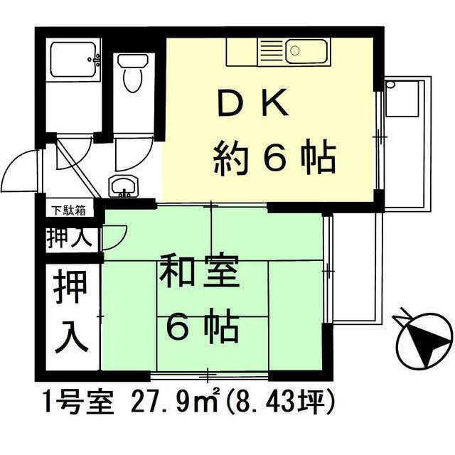 メゾンロワール(1DK/2階)の間取り写真