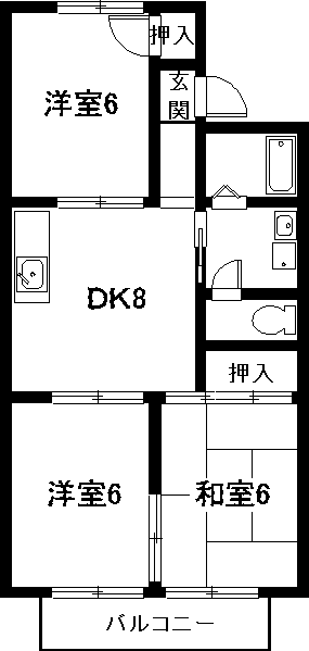 コートヒルズ(3DK/1階)の間取り写真