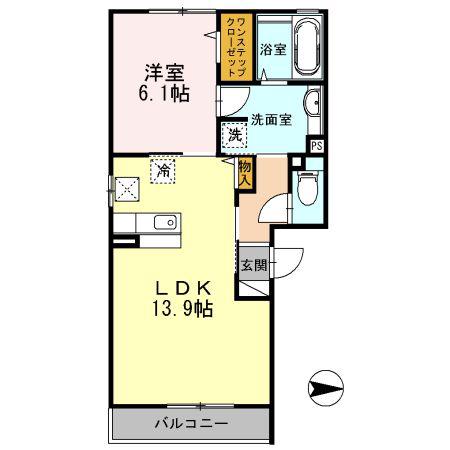 ルミエール巽南(1LDK/1階)の間取り写真