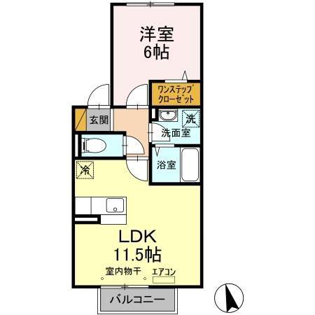 セレーノ西船(1LDK/2階)の間取り写真
