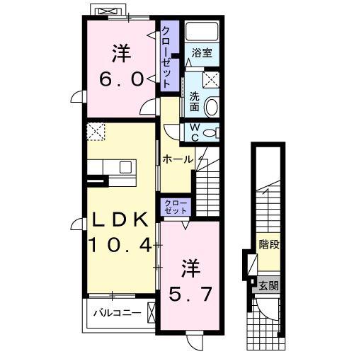 パークサイド松本(2LDK/2階)の間取り写真
