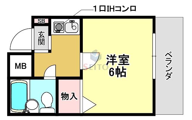 シティハイツ5番館(1K/3階)の間取り写真