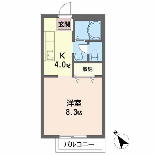 ヴィクトワール花岡I棟(1K/1階)の間取り写真