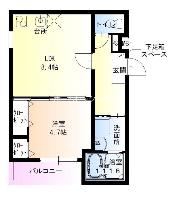 フジパレス住吉遠里小野III番館(1LDK/1階)の間取り写真