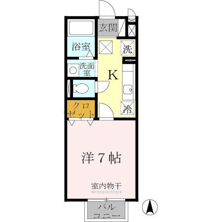 クリエ西山本(1K/1階)の間取り写真