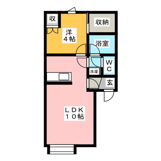 REVOLUTION大野(1LDK/2階)の間取り写真