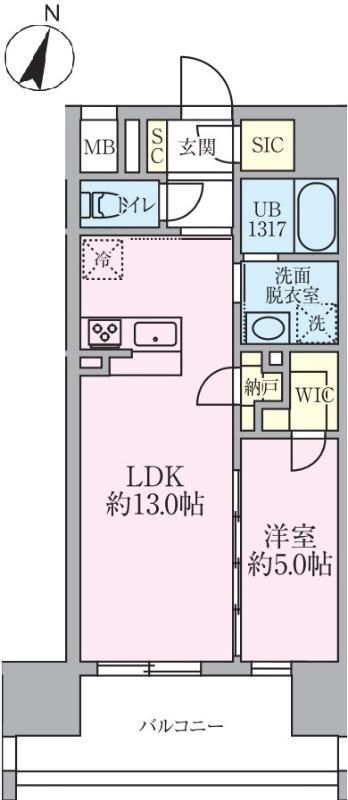 メルシーペール上落合(1LDK/4階)の間取り写真
