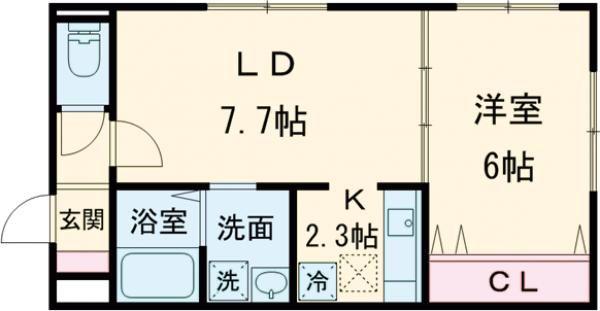 PRESCELTO千歳(1LDK/2階)の間取り写真